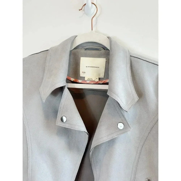 Anthropologie Gray Faux Suede MotorCycle Jacket Size S - Picture 3 of 10